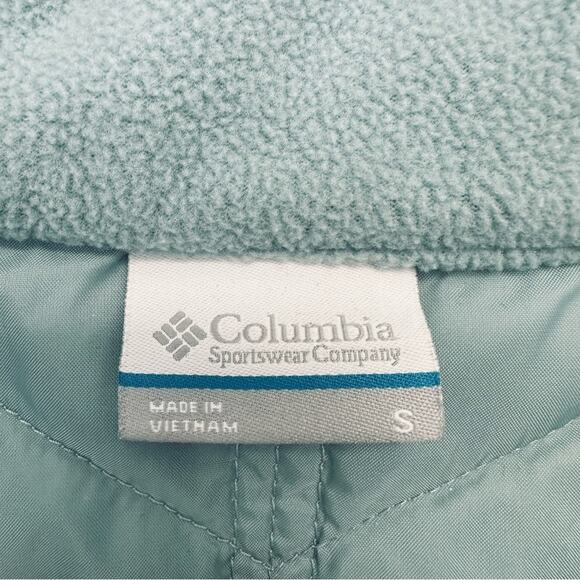 Columbia Blue Insulated Down Jacket Vest Size S Fleece Quilted Full Zip Pockets - Picture 10 of 12